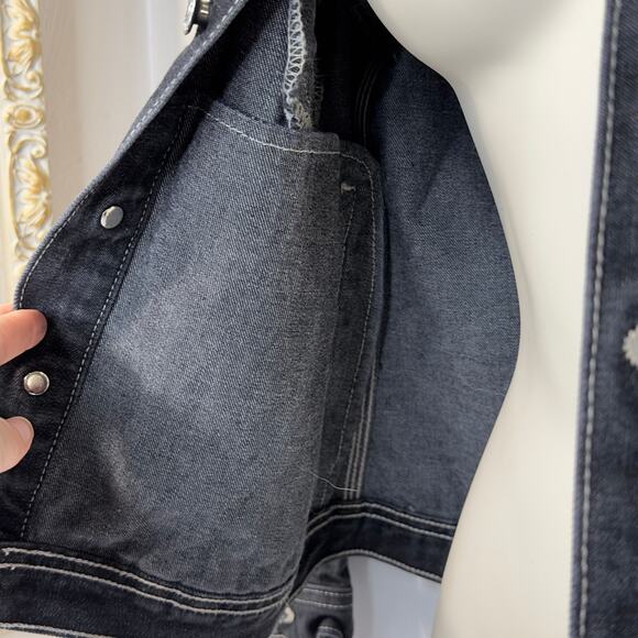 Y2K Tommy Hilfiger Dark Wash Denim Jacket Women’s Small Contrast Stitching - Picture 10 of 16